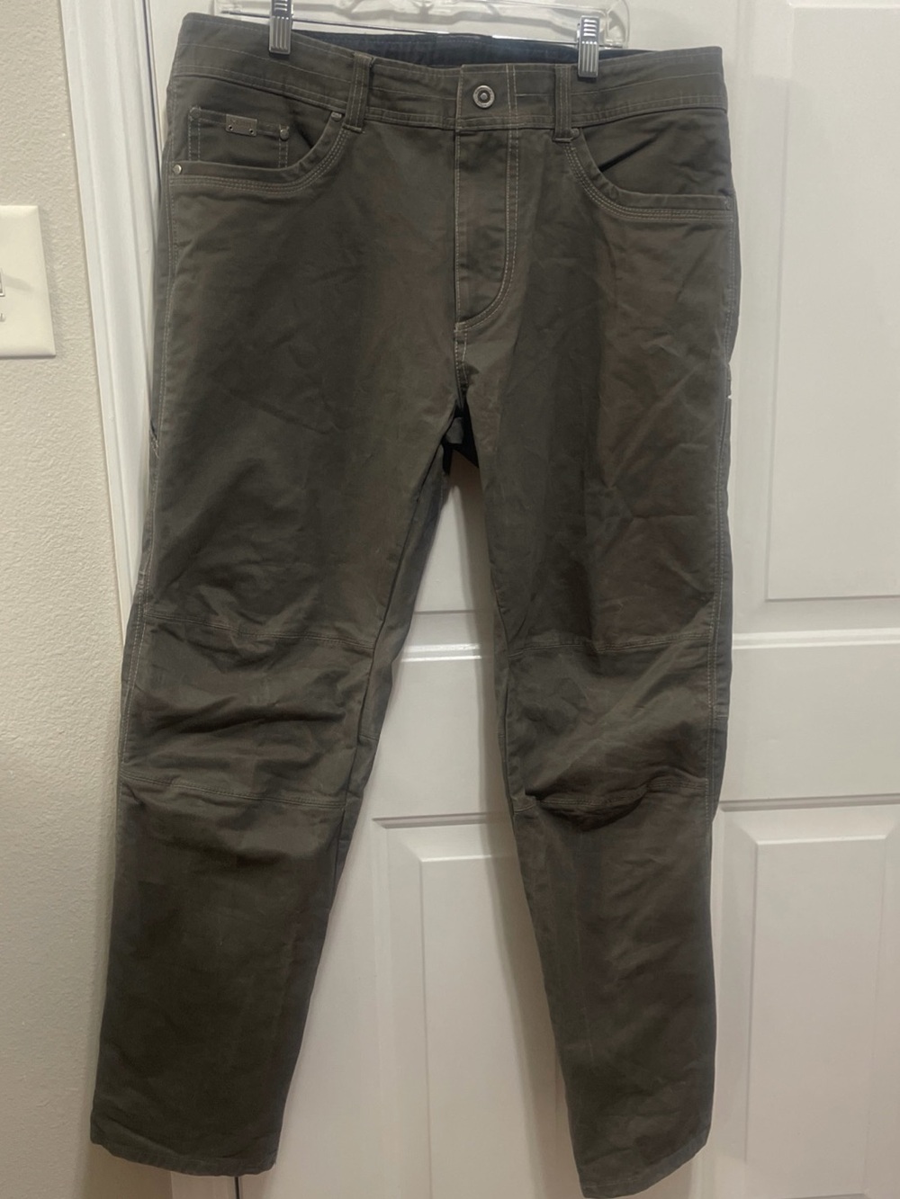 Kuhl Rebel Runner Vintage Patina Dye Double Knee Olive Hiking Pants Mens 38x32